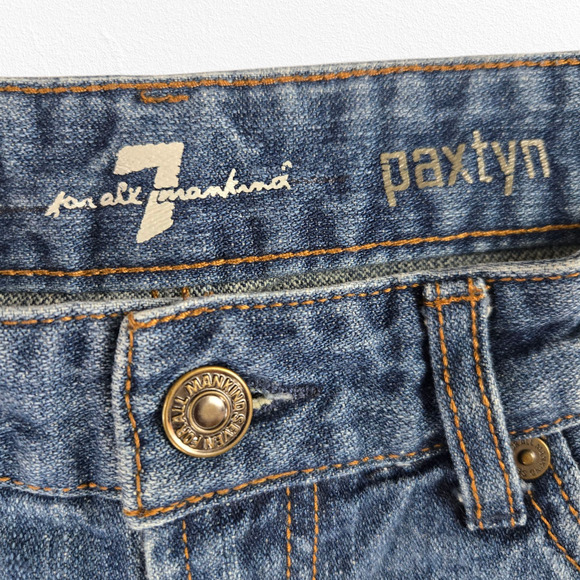 7FAM Medium Wash Mid Rise Tapered Skinny Jeans Youth 7 for all mankind Size 14 - Picture 4 of 8